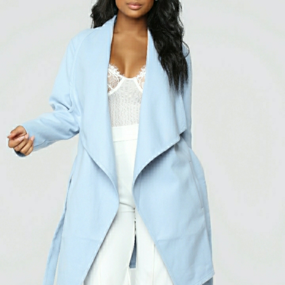 Baby Blue Wrap Coat